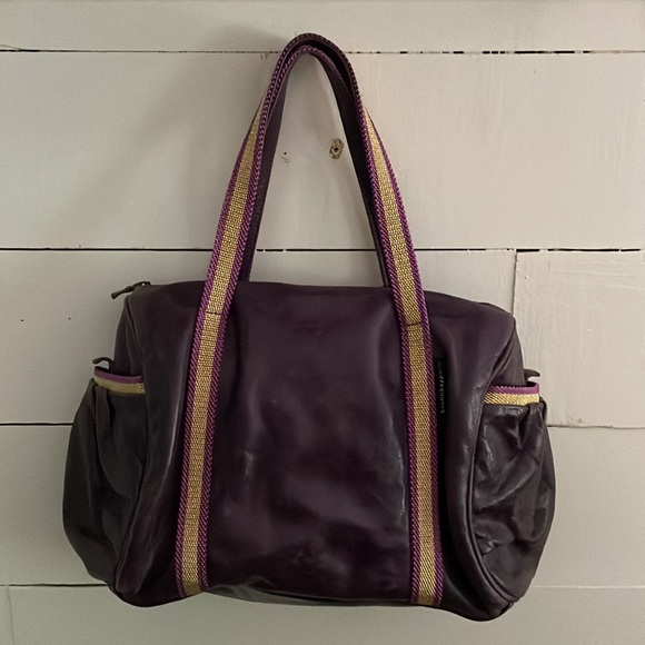 Brontibay Paris Purple Leather and Gold Bowling Handbag - Picture 13 of 13